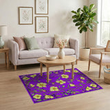 Purple Yellow Floral Vine Area Rug