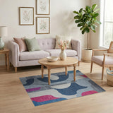 Blue and Teal Modern Blue Geometric Abstract Area Rug