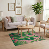 Vibrant Pink Cactus Oasis Area Rug