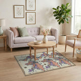 Distressed Vintage World Map Area Rug