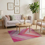 Vibrant Pink Chevron Geometric Area Rug