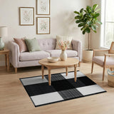 Black and White Black White Buffalo Check Rustic Area Rug