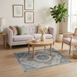 Elegant Teal Blue Persian Medallion Area Rug