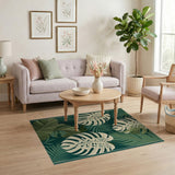 Variegated Monstera Leaf Green Area Rug