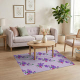 Purple Purple Hibiscus Floral Area Rug