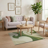 Green Swirl Abstract Area Rug
