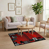 Pixelated Red Synth Studio Area Rug
