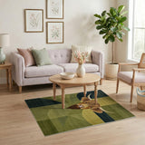 Highland Cow Geometric Green Area Rug