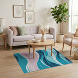 Blue Teal Ocean Waves Area Rug