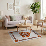 Orange Heritage Tribal Sunburst Medallion Rug