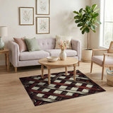 Distressed Brown Lattice Woven Area Rug
