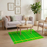 Vibrant Green Grid Area Rug with Yellow Borders