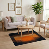 Modern Orange Sun Disc Striped Geometric Area Rug