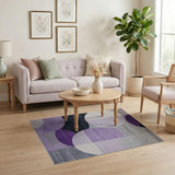 Purple Grey Overlapping Circles Abstract Rug
