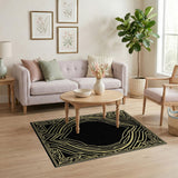 Ornate Gold Art Deco Border Area Rug