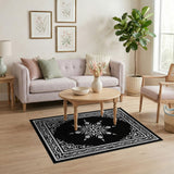 ODIKA Washable Black & White Gothic Medallion Area Rug, Low Pile Non-Slip Vintage Rug