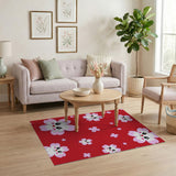 Kawaii Cherry Blossom Faces Red Area Rug