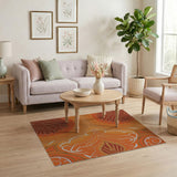 Radiant Orange Floral Medallion Rug