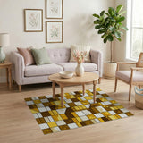 Yellow Yellow Hexagon Geometric Area Rug