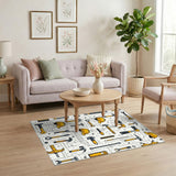 Yellow Tools Pattern Washable Area Rug