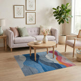 Geometric Wave Multi-Color Area Rug