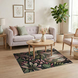 Lush Pink Fern Forest Area Rug