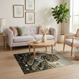 Majestic Leopard in Wildflower Meadow Rug