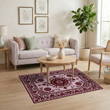 Blush Pink Traditional Persian Area Rug with Sun Medallion