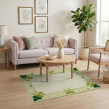 Green Geometric Leaf Insect Border Rug