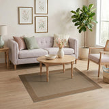 Brown Geometric Woven Border Area Rug