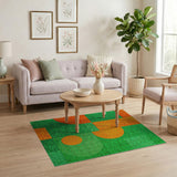 Vibrant Geometric Green Orange Area Rug