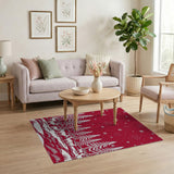 Red Reindeer Snowy Forest Silhouette Area Rug