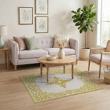 Opulent Gold Quatrefoil Border Area Rug
