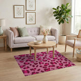 Hot Pink Leopard Print Shag Area Rug