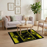 Yellow American Football Field Area Rug
