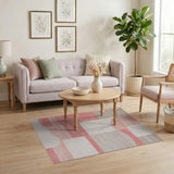 Modern Geometric Red Grey Abstract Area Rug