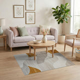 Abstract Wavy Beige Neutral Beige and Neutral Area Rug