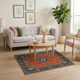 Traditional Persian Orange Vibrant Orange Persian Floral Area Rug