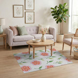 Whimsical Pink Floral Scatter Area Rug
