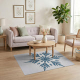 Intricate Blue Snowflake Area Rug