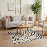 Navy Polka Dot Beige Area Rug