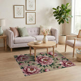 Pink Vintage Pink Peony Floral Rug