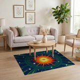 Cosmic Sunburst Teal Area Rug