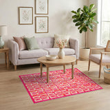 Bold Pink Geometric Area Rug