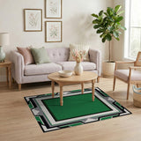 Emerald Green Geometric Frame Area Rug