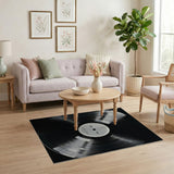 Black Vinyl Record Area Rug