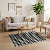 Rustic Farmhouse Black White Checkered Woven Area Rug