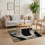 Black White Abstract Deer Silhouette Rug