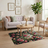 Vintage Peach Pink Climbing Roses Area Rug