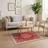 Red Floral Vintage Red Area Rug